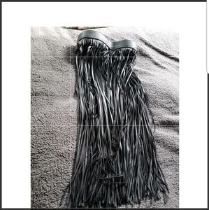 Pleather frenged skirt